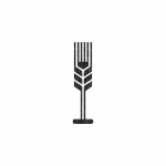 Glass, wheat, fork.